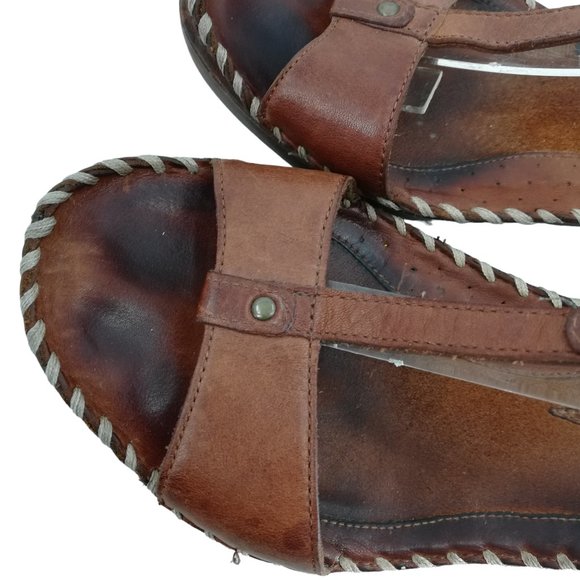 Ariat Shalimar Leather Open Toe Wedge T-Strap Sandals Size 10 Brown Stud Comfort - Picture 11 of 16